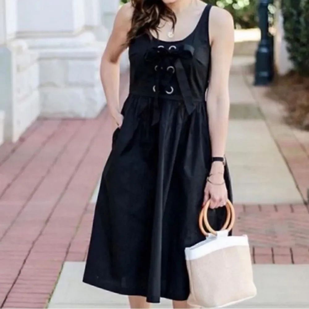 Who What Wear Black Lace Up Dress Women’s XS